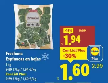 Freshona - Espinacas En Hojas