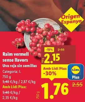 Uva Roja Sin Semillas