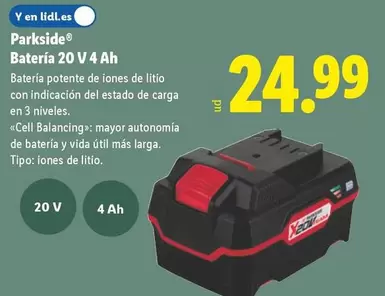 Parkside - Bateria 20 V 4 AH