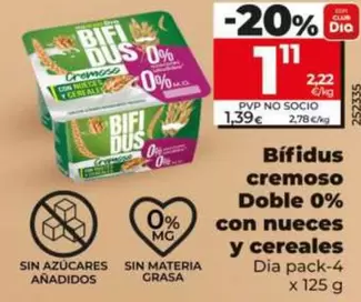 Dia - Bifidus Cremoso Doble 0% Con Nueces Y Cereales
