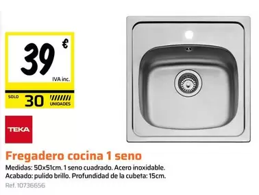 Teka - Fregadero Cocina 1 Seno
