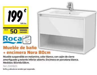Blanco - Mueble De Baño + Encimera Nora 80cm