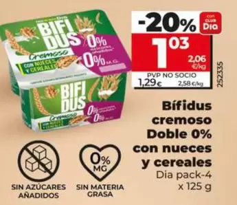 Dia - Bifidus Cremoso Doble 0% Con Nueces Y Cereales
