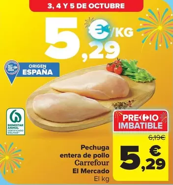 carrefour - Pechuga entera de pollo El Mercado