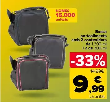 Bolsa Portalimentos Con 2 Contenedores