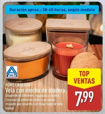 Home Creation - Vela Con Mecha De Madera