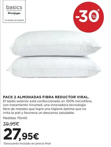 El Corte Inglés - Pack 2 Almohadas Fibra Reducctor Viral
