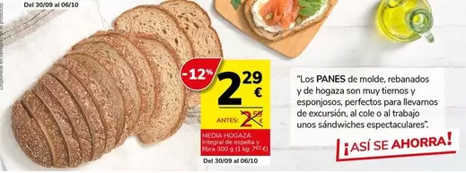 Media Hogaza Integral De Espelta Y Fibra