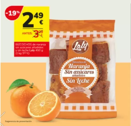 Laly - Bizcochos De Naranja Sin Azucares Anadidos Y Sin Leche