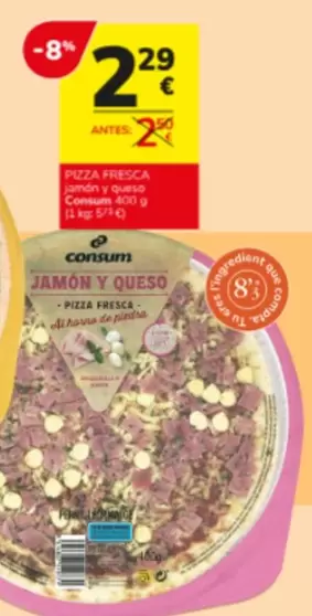 Consum - Pizza Fresca Jamón Y Queso