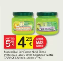 Garnier - Mascarilla Hair Bomb Nutri Rizos Proteina O Liso Y Brillo Keratina Fructis Tarro