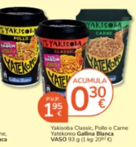 Gallina Blanca - Yakisoba Classic/ Pollo O Carne Yatekorno Vaso