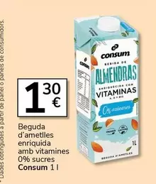 Consum - Beguda D'ametlles Enriguda Amb Vitamines 0% Sucres