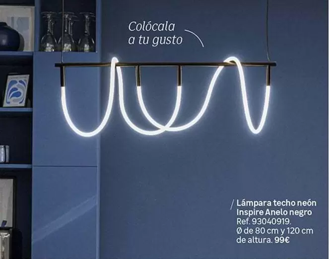 Lámpara Techo Neon Inspire Anelo Negro