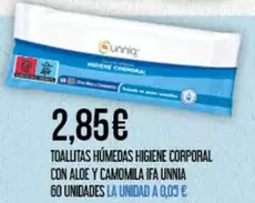 ifa unnia - Toallitas Húmedas Higiene Corporal Con Aloe Y Camomila