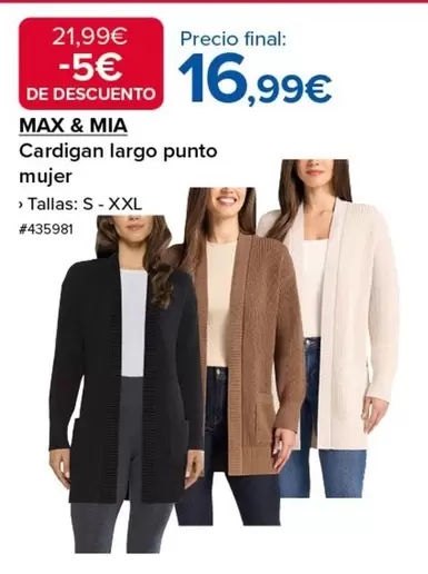 Cardigan Largo Punto Mujer