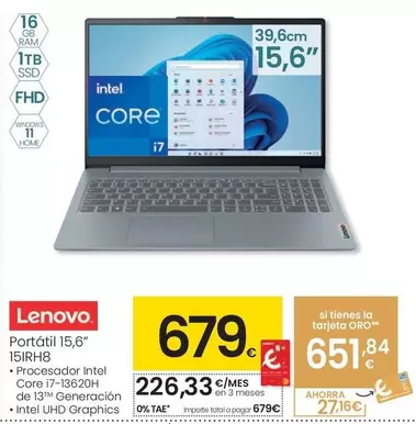 Lenovo - Portátil 15,6" 15irh8