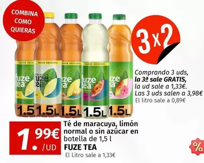 Fuze Tea - Te De Maracuya, Limón Normal O Sin Azucar En Botella