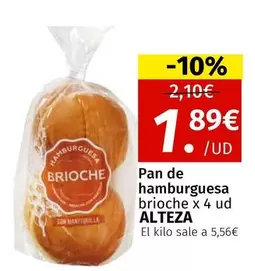 Alteza - Pan De Hamburguesa Brioche X 4 Ud