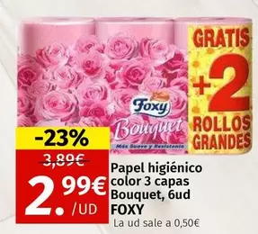 Foxy - Papel Higiénico Color 3 Capas Bouquet, 6ud