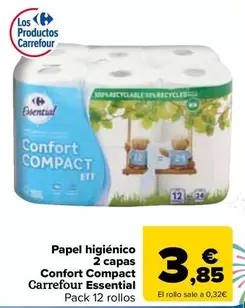 Carrefour bio - Papel higiénico 2 capas confort compact