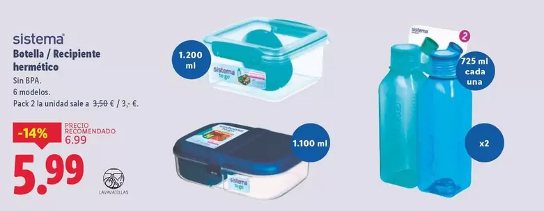 Sistema - Botella / Recipiente Hermético