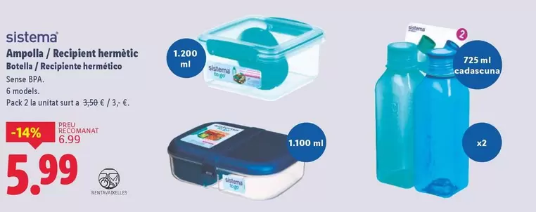 Sistema - Botella / Recipiente Hermético