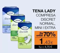 Tena - Lady Compresa Discret Normal, Mini I Extra