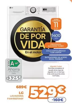 LG - Lavadora F4WR5011A6F 