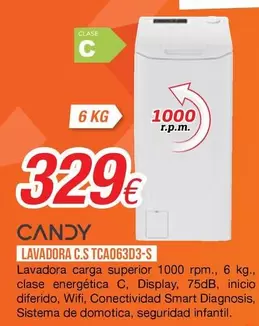 Candy - Lavadora C.S. TCA063D3-S