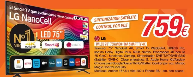 LG - Tv Led 75" 75NA7N081T6A Smart Tv 4k