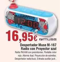 Muse - Despertador M-167 Radio Con Proyector Azul