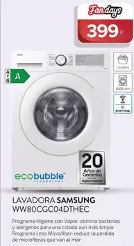 Samsung - Lavadora Ww80cgc04dthec