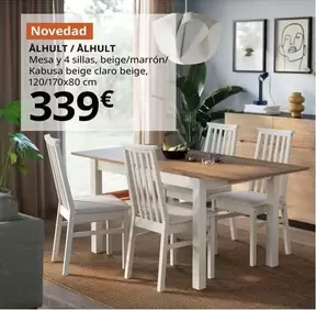 Ålhult / Ålhult - Mesa Y 4 Sillas, Beige/Marrón/Kabusa Beige Claro Beige, 120/170x80 Cm
