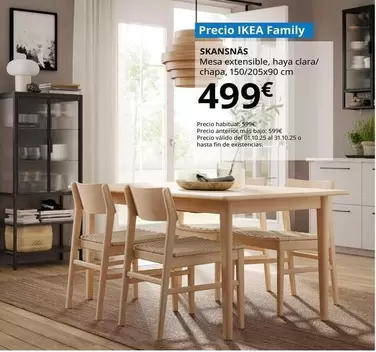 Skansnäs - Mesa Extensible, Haya Clara/chapa, 150/205x90 Cm