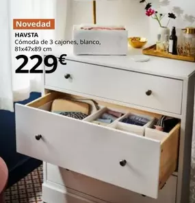 Havsta - Cómoda De 3 Cajones, Blanco, 81x47x89 Cm