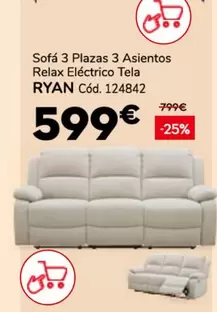 Relax - Sofá 3 Plazas 3 Asientos  Electrico Tela