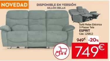 Relax - Sofa  Eléctrico 3 Plazas Tela