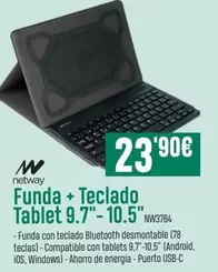 Netway - Funda + Teclado Tablet 9.7"- 10.5" NW3764 