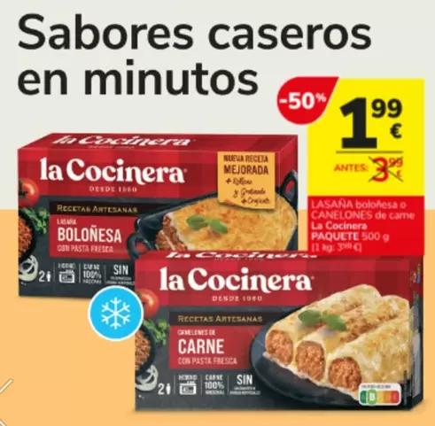 La Cocinera - Lasaña Boloñesa O Canelones De Carne Paquete