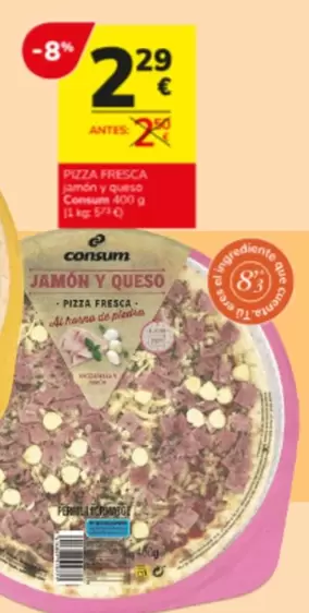 Consum - Pizza Fresca Jamon Y Queso