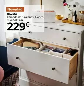 Havsta - Cómoda De 3 Cajones, Blanco, 81x47x89 Cm