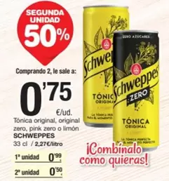 Schweppes - Tónica Original, Original Zero, Pink Zero O Limon