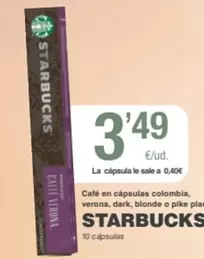 starbucks - Cafe En Capsulas Colombia, Verona, Dark, Blonde O Pike Plas
