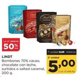 Lindt - Bombones 70% Cacao, Chocolate Con Leche, Surtidos O Salted Caramel