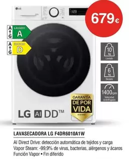 LG - Lavasecadora F4dr6010a1/w