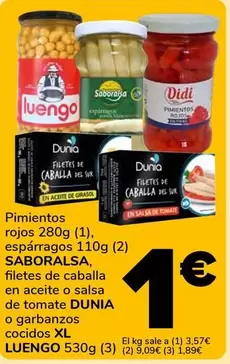 Saboralsa, Dunia, Luengo - Pimientos Rojos, Esparragos, Filetes De Caballa En Aceite O Salsa De Tomate O Garbanzos Cocidos XL