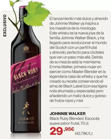 Johnnie Walker - Black Ruby Blended Escoces Suave Sabor Frutal
