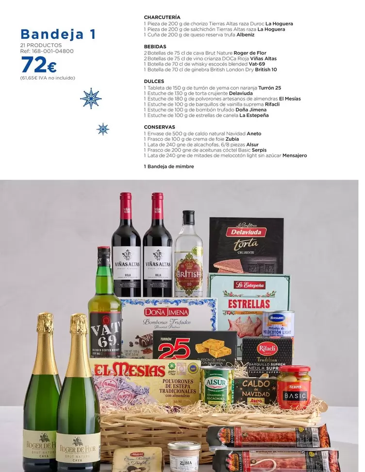Bandeja 1 Charcuteria, Bebidas, Dulces, Conservas