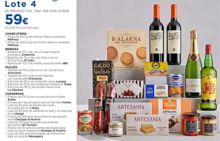 Lote 4  Charcuteria, Bebidas, Dulces, Conservas